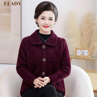  Áo khoác trung niên nữ AD1082 áo khoác thu đông cho mẹ cho bà cổ bẻ cài cúc chất len lông thỏ QC L1 