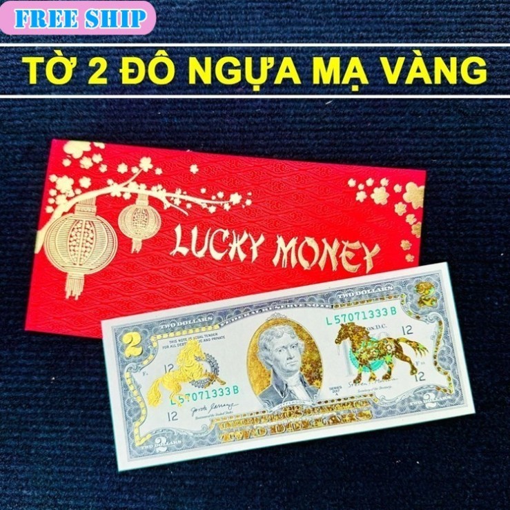 Tấm Tiền 2 USD Hình Con Ngựa Lì Xì Tết 2026 May Mắn,  Full Phụ Kiện Quà Tết 2026, May Mắn TBXG