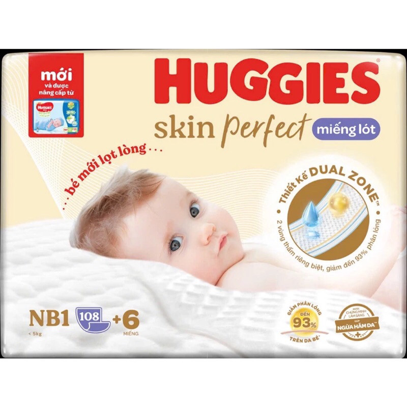 reid Miếng lót sơ sinh Huggies NB1 64 tặng 4/ NB1 108 tặng 6