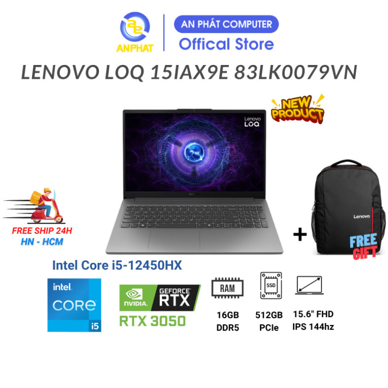 Laptop Lenovo LOQ 15IAX9E 83LK0079VN (Intel Core i5-12450HX | RTX 3050 6GB )