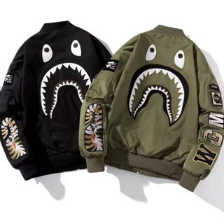   HOT  Áo Khoác Bóng Chày Thời Trang Thêu Hình Cá Mập Dành Cho cả Nam và Nữ Thể Hiện Phong Cách Cá Tính 