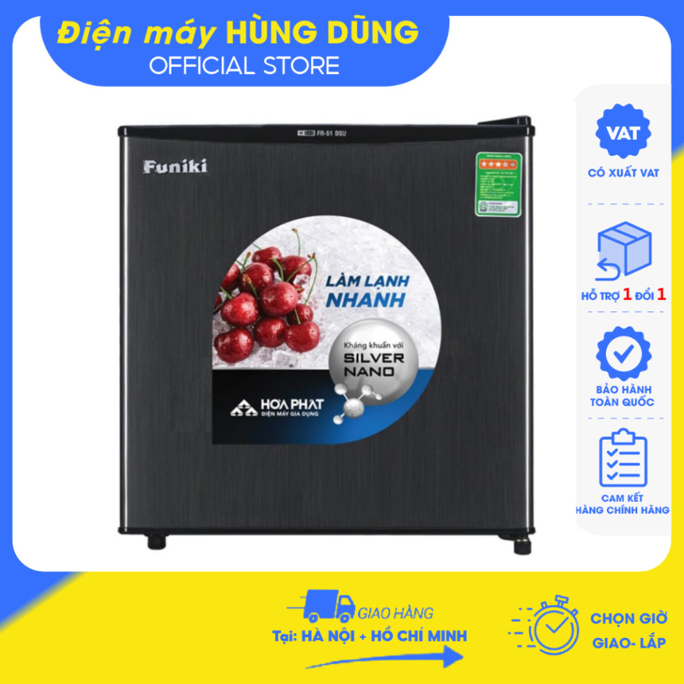[ SHIP HOẢ TỐC 2H tại HN+HCM+ĐÀ NẴNG] Tủ lạnh mini Funiki 50lít FR-51DSU-Đen , có tính năng làm đá -