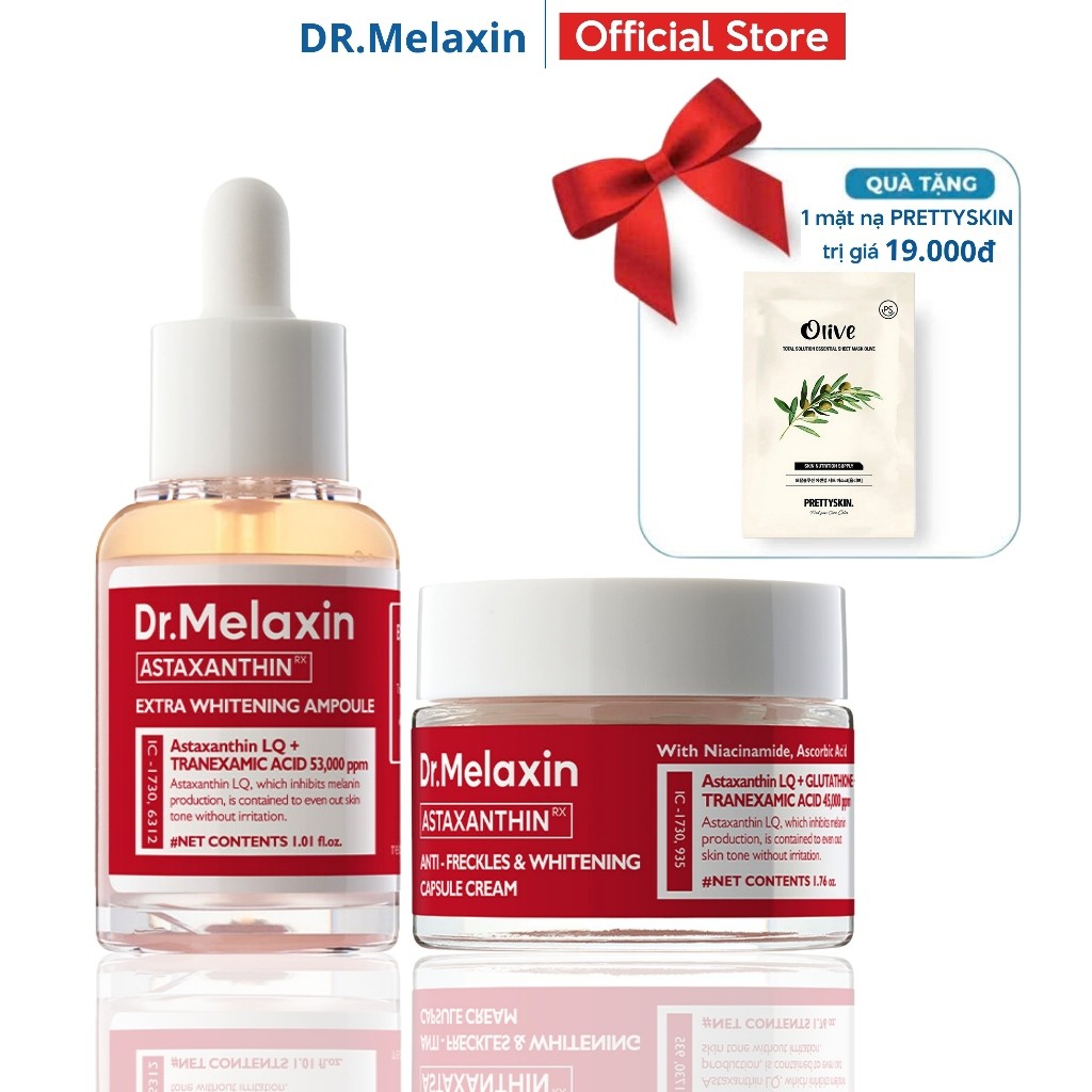 Mỹ Hy Skincare Dr Melaxin ,Combo Kem Astaxanthin, Serum Astaxanthin trắng da mờ nám Dr Melaxin , dưỡ