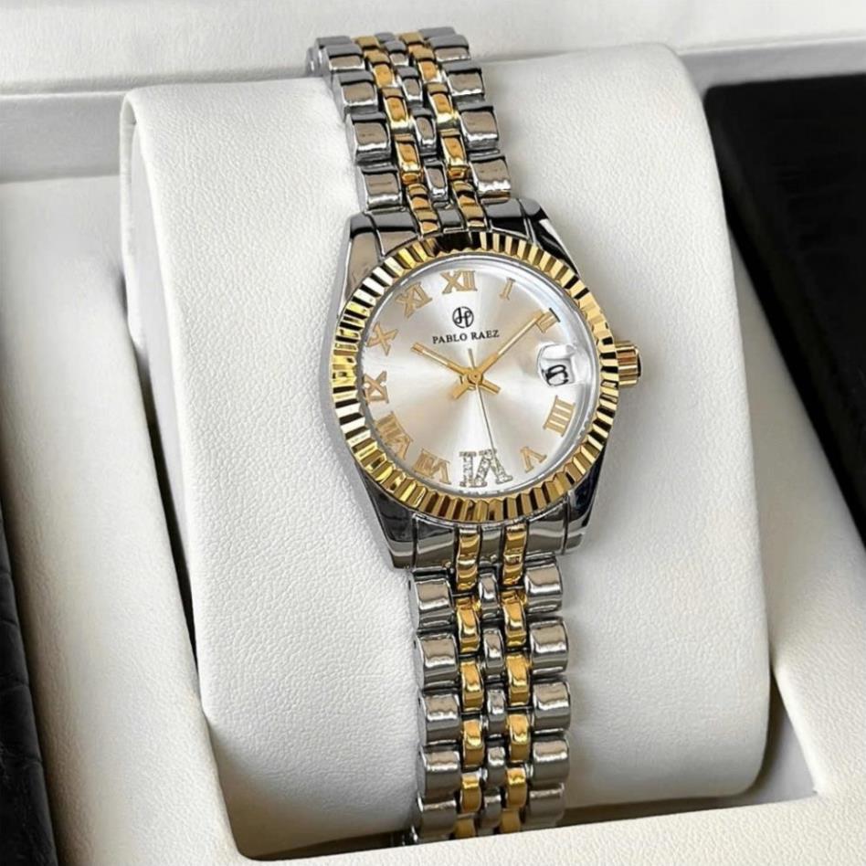 Đồng hồ nữ chính hãng PABLO RAEZ dây đeo bằng thép không gỉ có lịch phát sáng chống nước sang trọng 