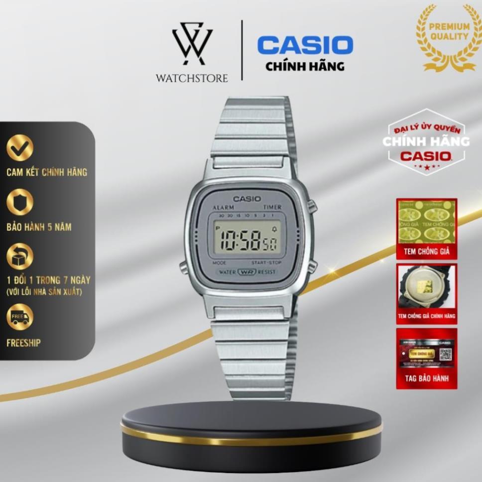 Đồng Hồ Điện Tử Nữ Casio Vintage Sang Trọng LA670WA-7DF Mặt Kính Nhựa 24.6mm Chống Nước Dây Kim Loại