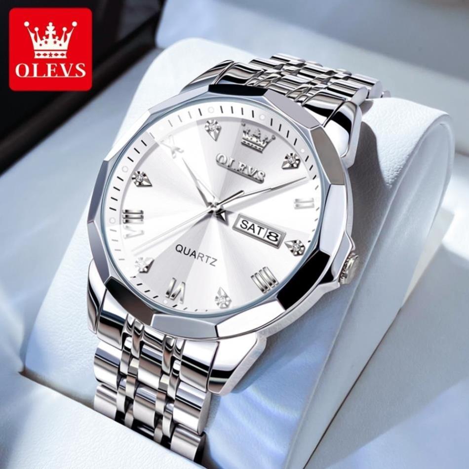 OLEVS Đồng hồ nam chính hãng Dây đeo bằng thép không gỉ có chức năng phát sáng Chống thấm nước 9931