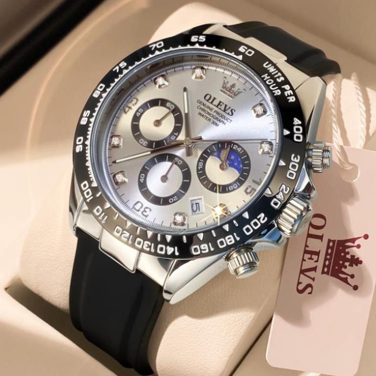 Đồng hồ nam OLEVS 2875 chính hãng thiết kế mặt số chronograph chống thấm nước dạ quang