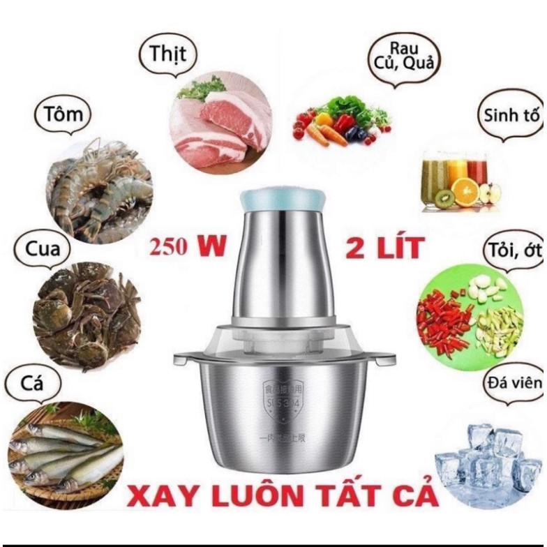 Máy xay thịt, Máy xay đa năng công suất 250W, Cối inox304 4 lưỡi dao sắc bén hiện đại dùng cho gia đình Giadung_haiphat
