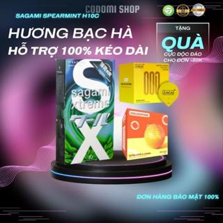  Quà tặng 1 chiếc bcs random  Bao cao su Sagami Spearmint kéo dài thời gian quan hệ - hương bạc hà - 10 bcs 