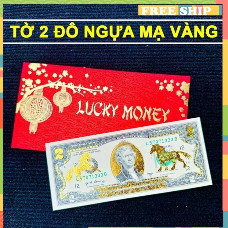 Tấm Tiền 2 USD Hình Con Ngựa Lì Xì Tết 2026 May Mắn,  Full Phụ Kiện Quà Tết 2026, May Mắn PTCS