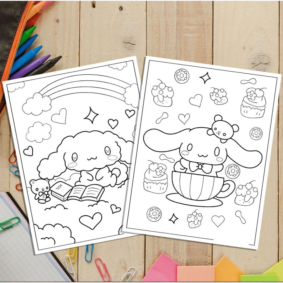 Tranh Tô Màu Cinnamoroll - Bộ 20-30 Tờ Tranh Tô Màu Dành Cho Màu Sáp, Màu Chì - TRANH TÔ MÀU
