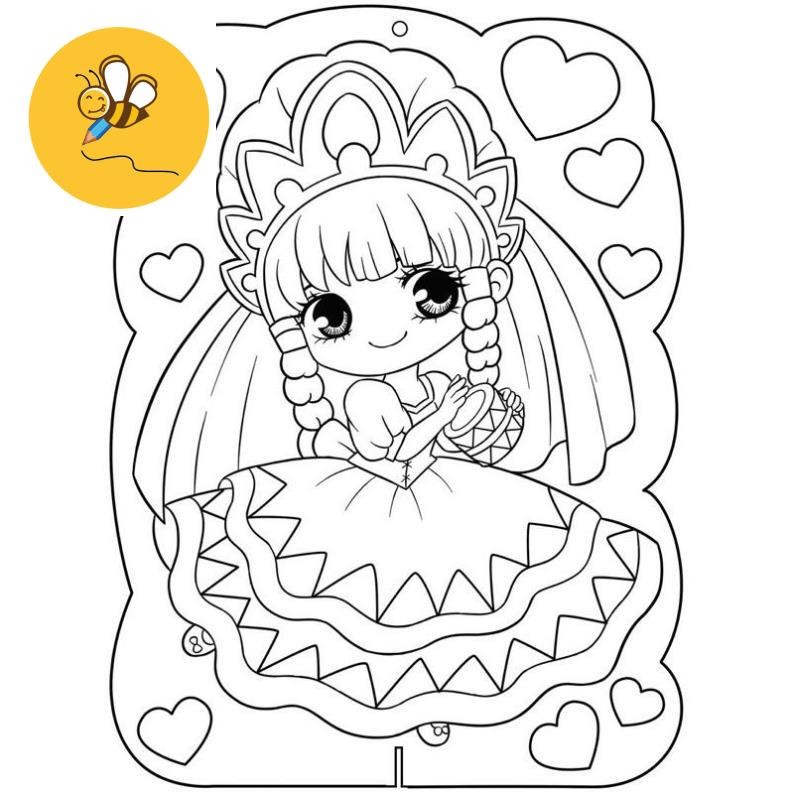 Bộ 50 tranh tô màu công chúa khổ A4  - Đồ Chơi Giấy A4, A5