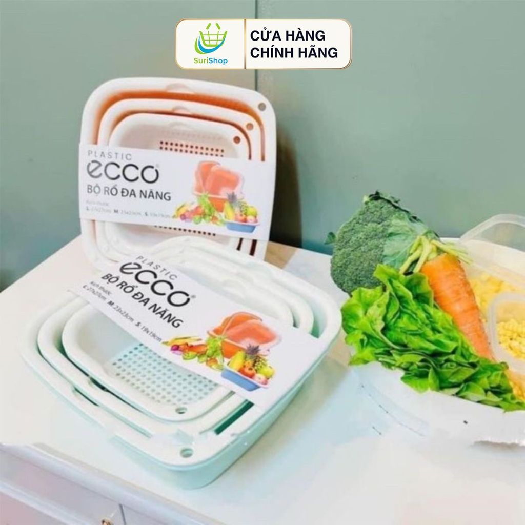 Bộ Set 6 Rổ Chậu Nhựa Đa Năng Ecco 3 Rổ Và 3 Chậu Chất Liệu Nhựa PP Cao Cấp - Gia Dụng Suri shops