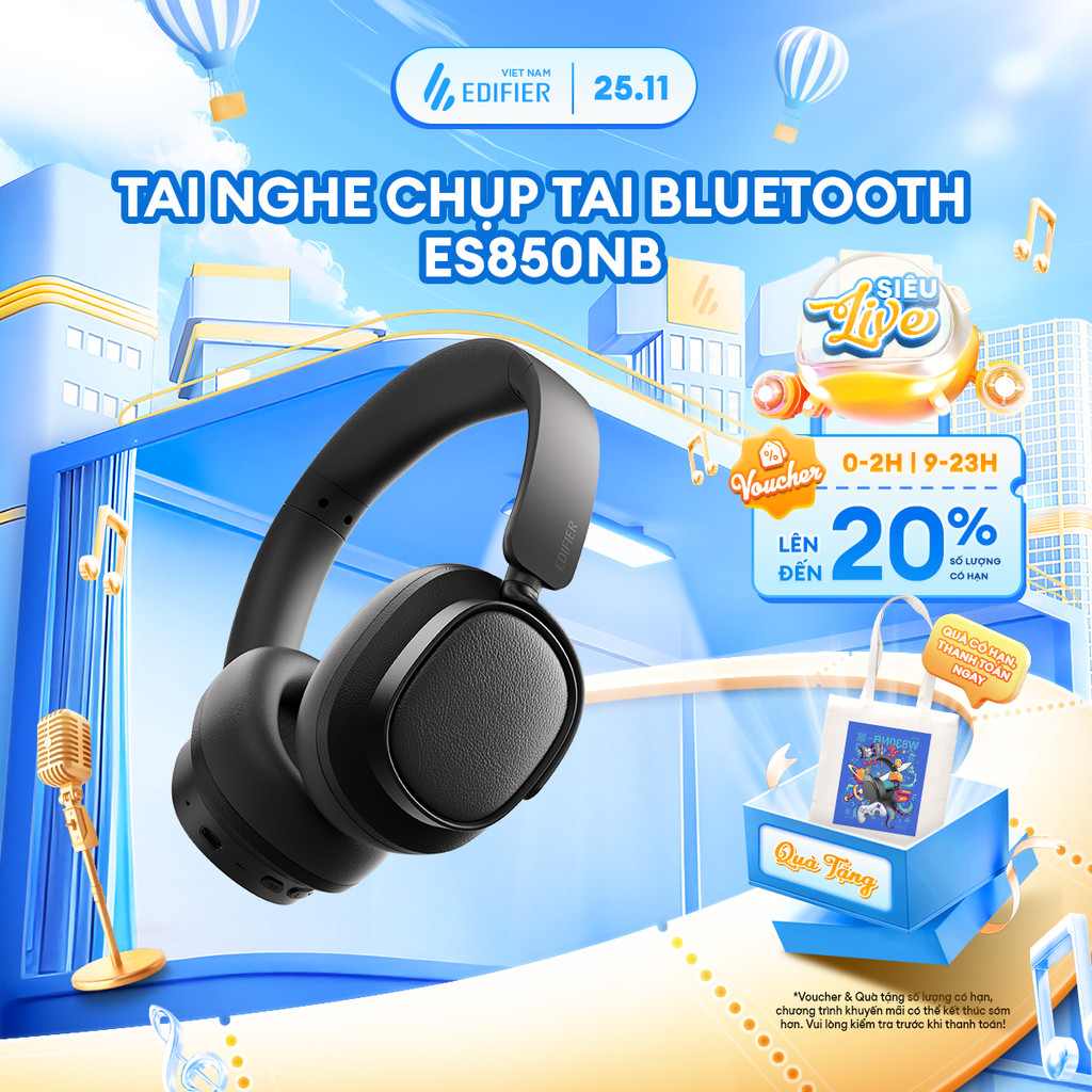 Tai Nghe Bluetooth Chụp Tai EDIFIER ES850NB | Chống Ồn Chủ Động | Thời Gian Sử Dụng Tới 92H | Bảo Hành 15 Tháng | BigBuy360 - bigbuy360.vn