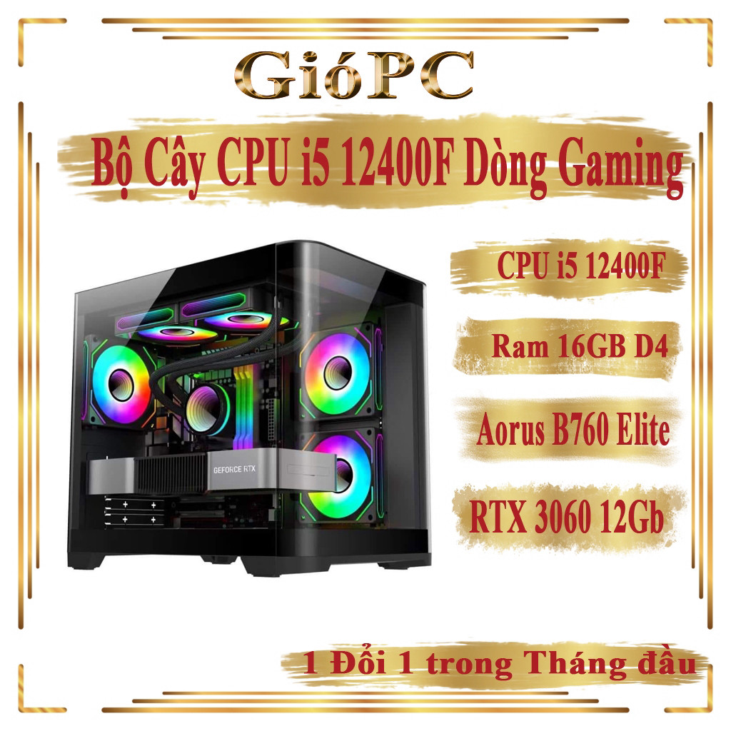 Bộ Máy Tính Bàn Chiến Game AAA 12400F Dòng Gaming, Màn hình 24'' 27''