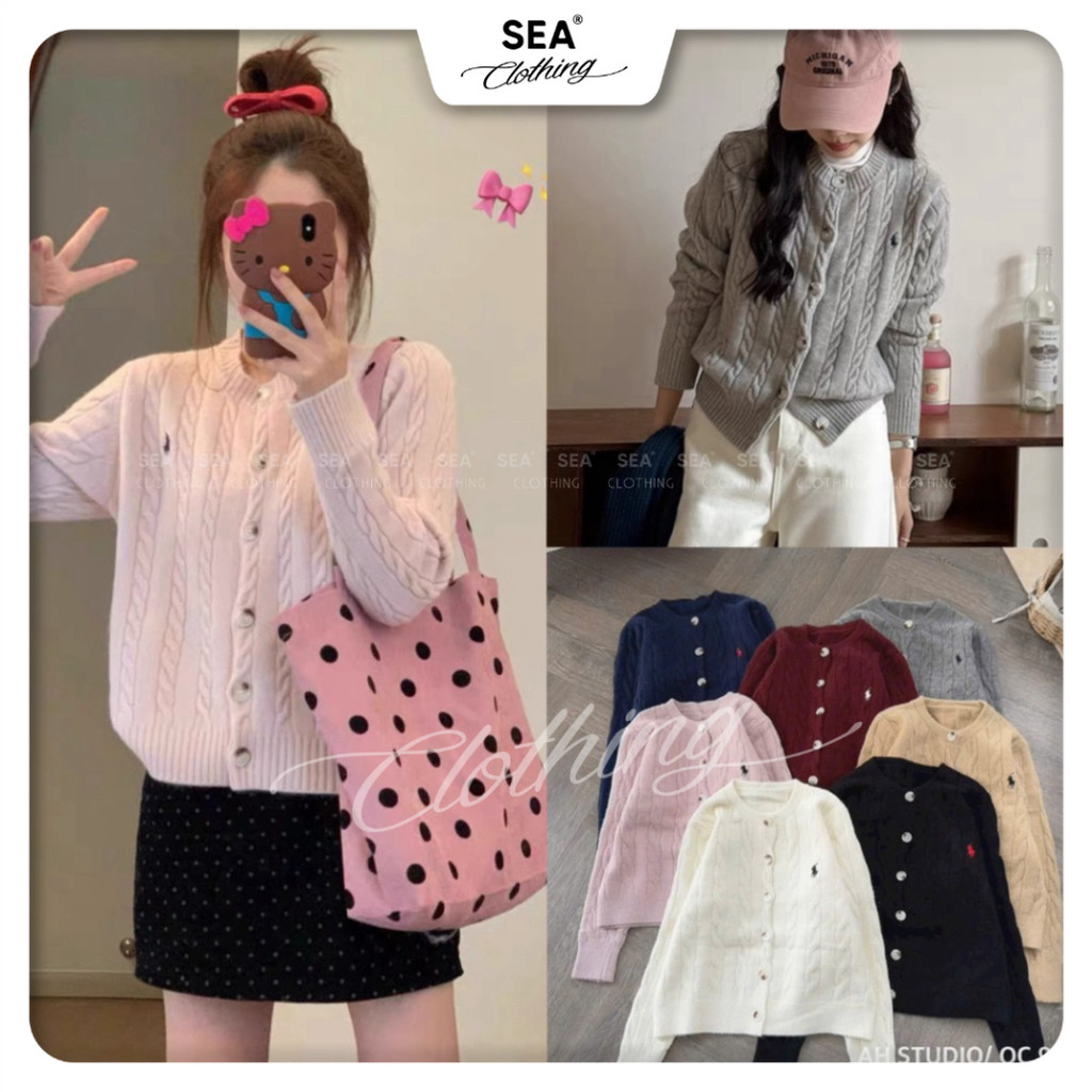 [ SEA Hàng QC LOẠI 1] Áo cadigan len thêu ngựa siêu xinh