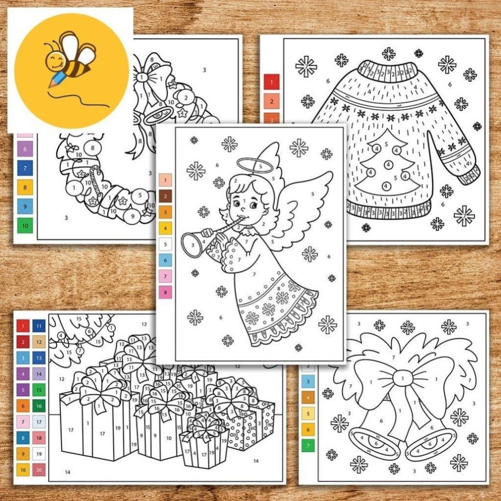 Tranh Số Hóa Tô Màu Giáng Sinh 15 - 30 Tranh Giấy Khổ A5 Tô Màu Theo Số - Christmas Ông Già Noel - G