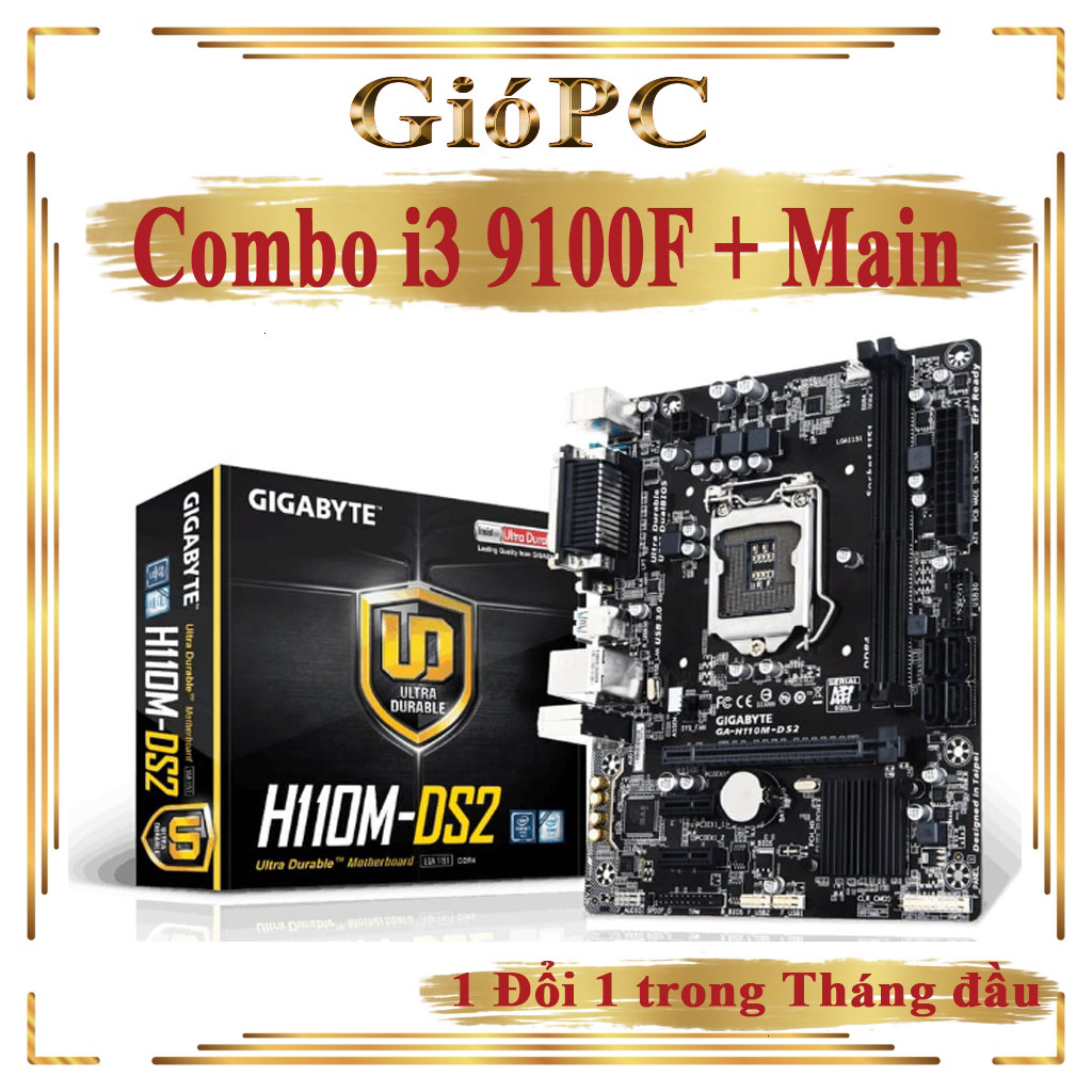 Combo CPU i3 9100F 7W + Main H110 Đã Flash Bios để chạy 9100F + Ram 8GB Dr4 Bảo Hành 24 Tháng, 12 Th
