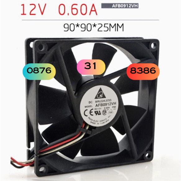 DELTA DELTA AFB0912VH 9025 9cm 0.6A 12V Quạt bóng đôi âm lượng không khí cao