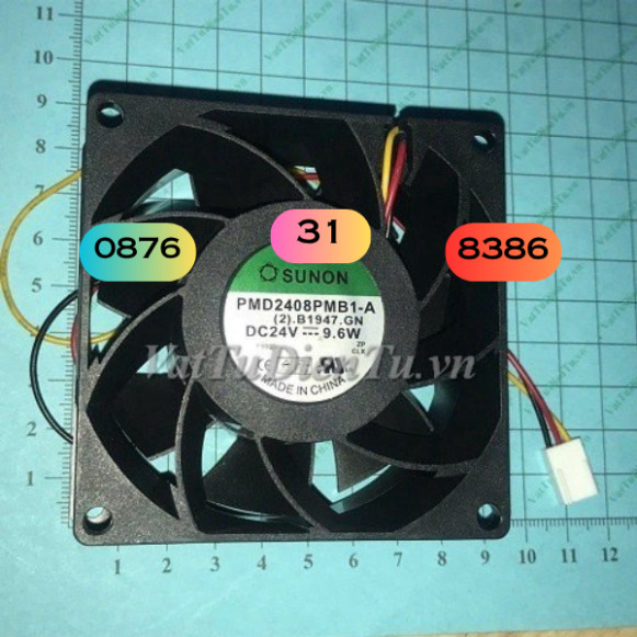 PMD2408PMB1-A Quạt tản nhiệt 24V 9.6W 80x80x38mm SUNON 3 dây đầu cắm B2