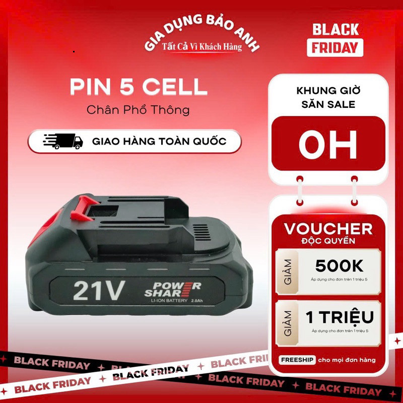 Pin 5 Cell 21V Chân Phổ Thông 4cm, Pin Dùng Cho Máy Khoan Pin, Máy Mài Pin, Máy Rửa Xe Pin