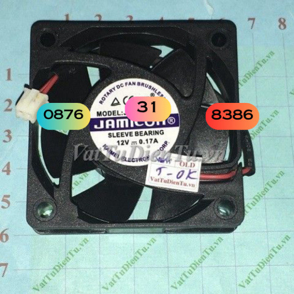 JF0615S1H-R Quạt tản nhiệt 12V 0.17A 6015mm JAMICON 2 dây đầu cắm A1
