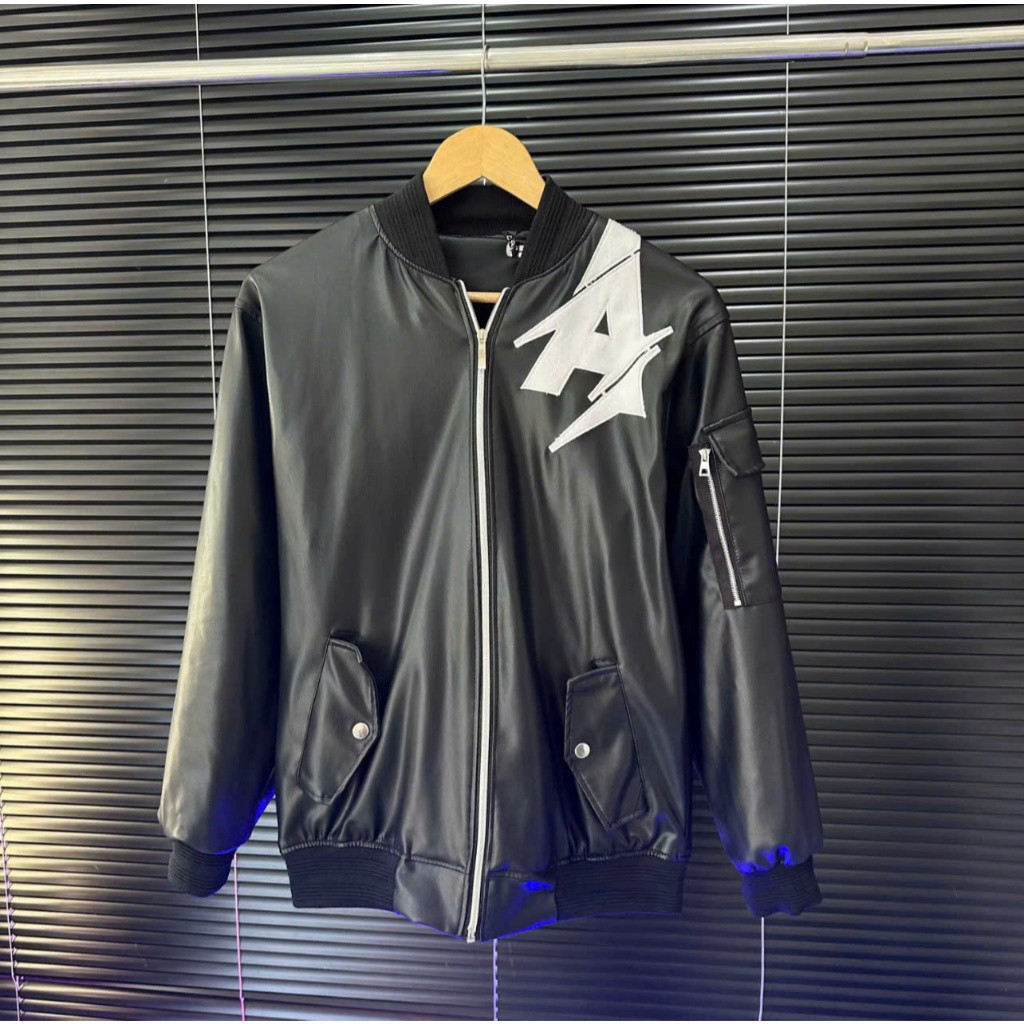 Áo Khoác Da Nam Thêu Chữ A Siêu Đẹp - Áo Khoác Da Thêu 2 Lớp Phong Cách Lịch Sự Hot Trend 2025