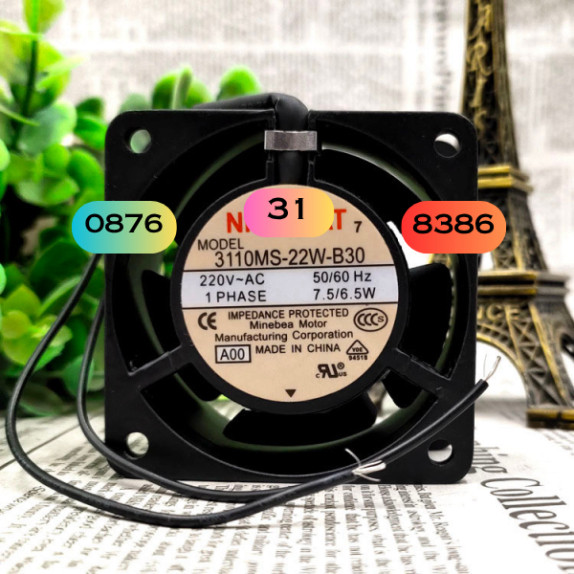 NMB 31110MS-22W-B30 6CM 6030 220V 7.5W Tủ Chịu Nhiệt Độ Cao Tủ Rượu Khung Nhôm Quạt