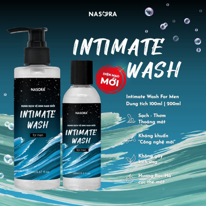 I Dung dịch vệ sinh nam giới NASORA hương thơm nam tính, khử mùi CÔNG NGHỆ MỚI chai lớn 200ml I