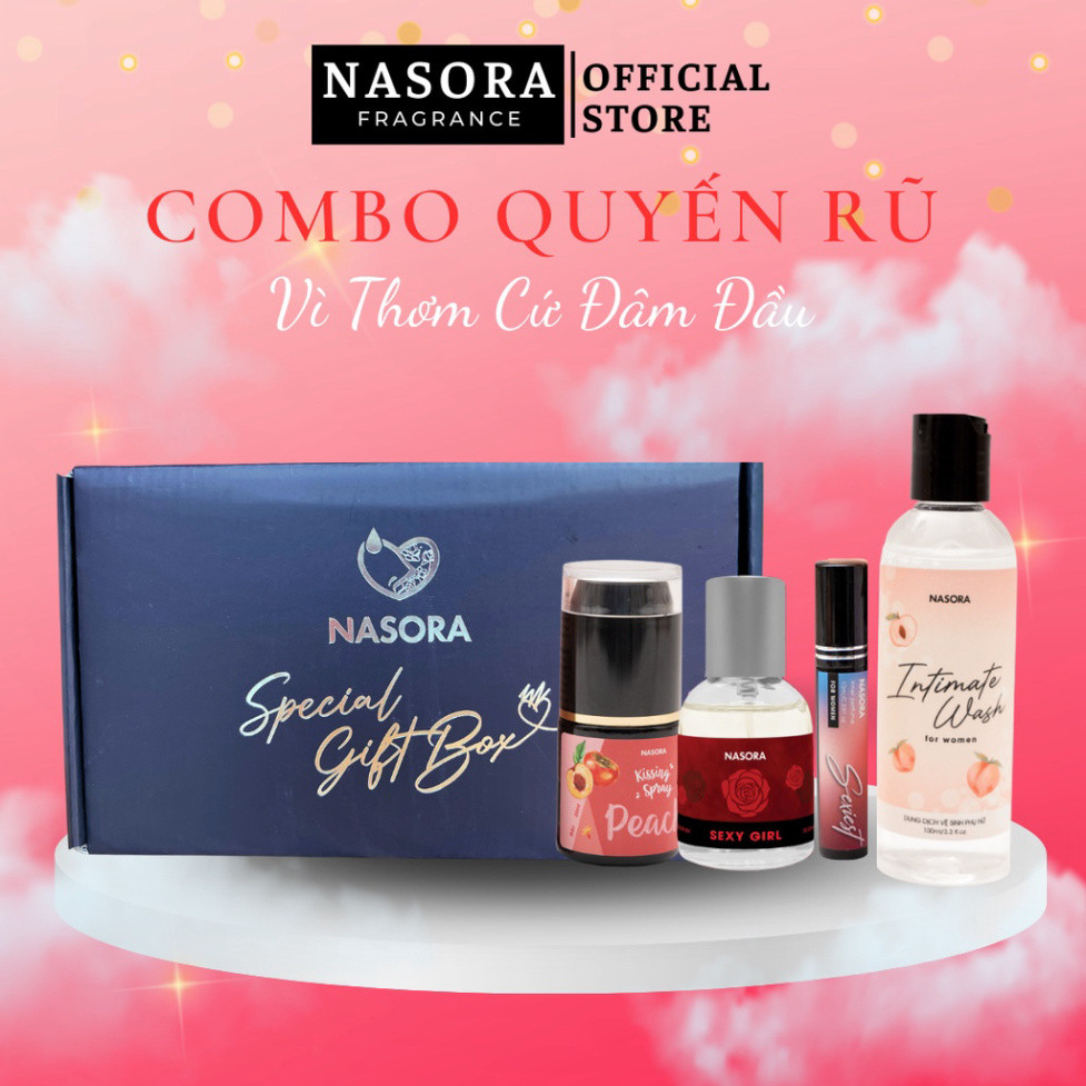 I [COMB O QUYẾN RŨ] B ộ Sản Phẩm Nasora ComB o Quyến Rũ 4 in 1 Gồm Kissing Spray, Dung Dịch Vệ Sinh,