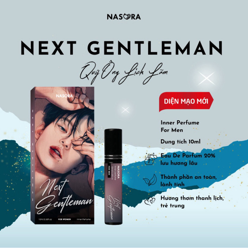 I Nước hoa vùng kín nam NASORA The Next Gentleman mùi hương thanh lịch, thơm lâu chai 10ml I
