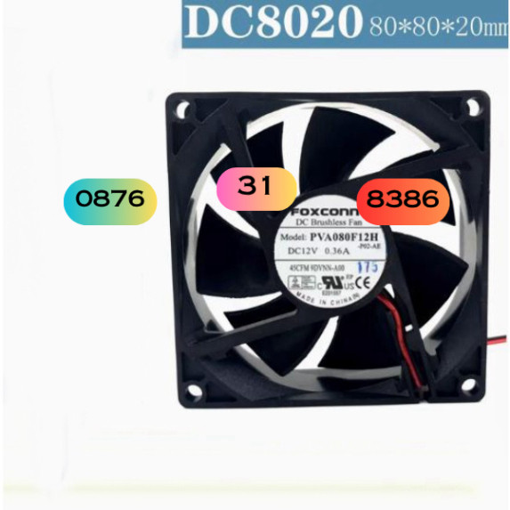Quạt làm mát FOXCONN / FOXCONN 8020 PVA080F12H 12V 0,36A 4 dây 8CM