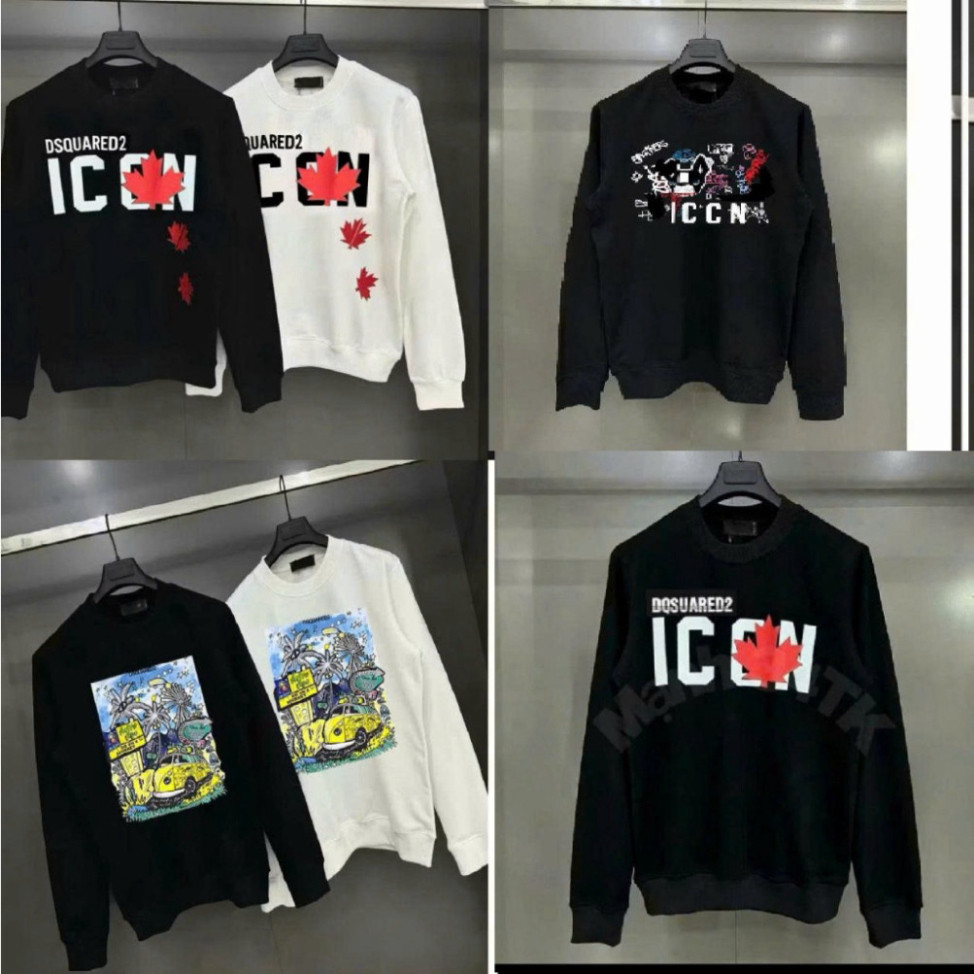 áo thu đông dài tay cổ tròn sweater dsquared2 in lá phong đỏ,dsq cây dừa,dsq cún, cho nam nữ hottren