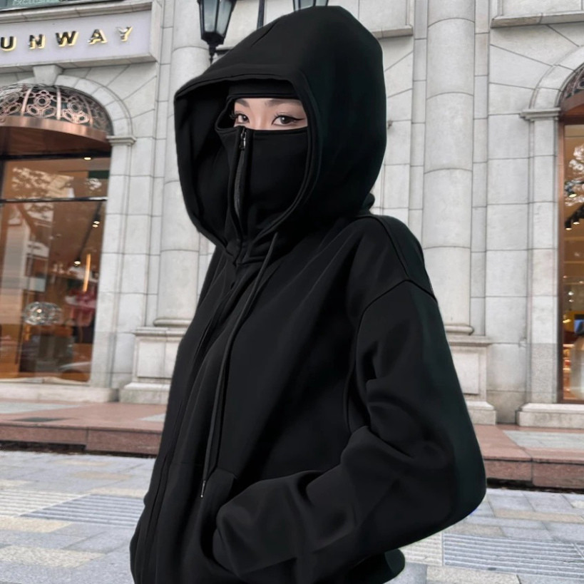 [SALE MỞ BÁN] Áo Khoác Hoodie Zip Boxy Balaclava Ninja 2 Mũ GOPYA Thiết Kế Trùm Đầu Form Rộng Chất N