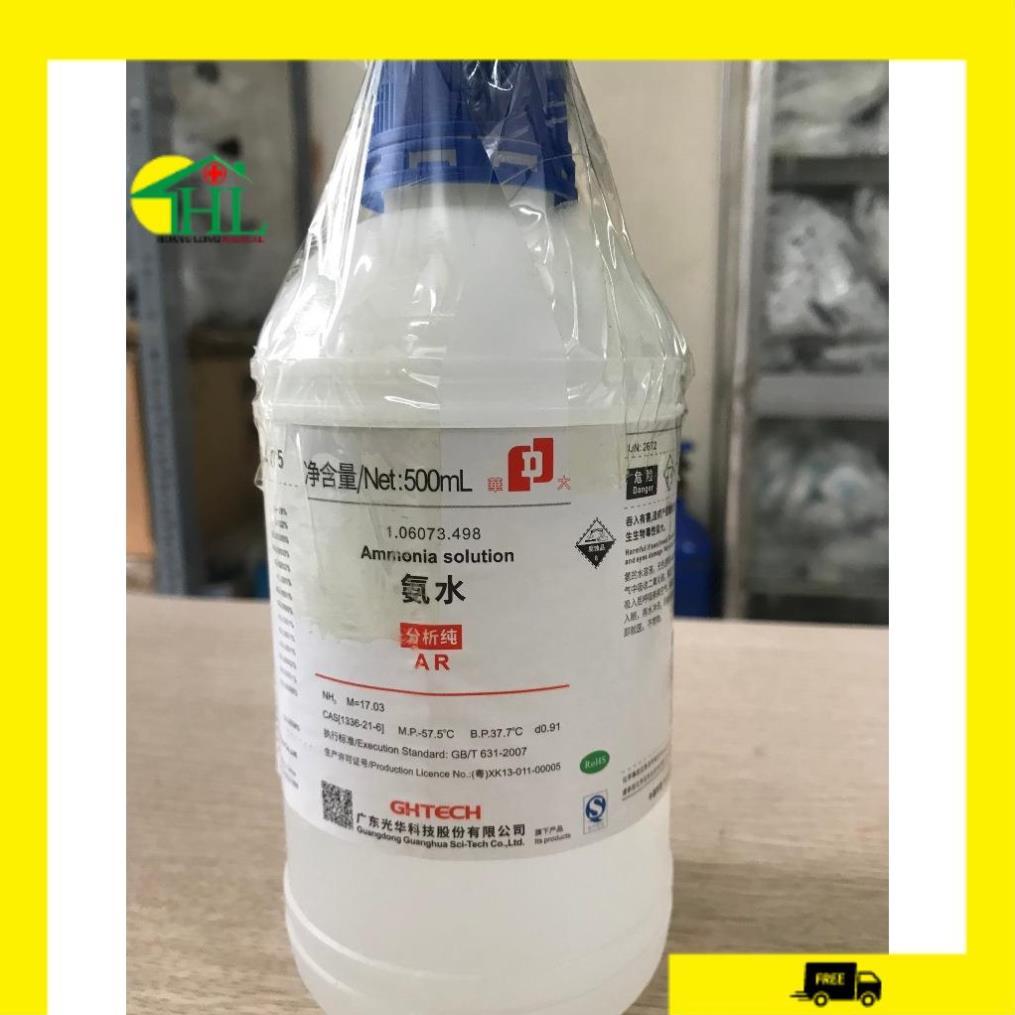 Hóa chất NH4OH NH3 Ammonia solution Amoniac Amoni hydroxit 500ml thí nghiệm xilong hoặc GT