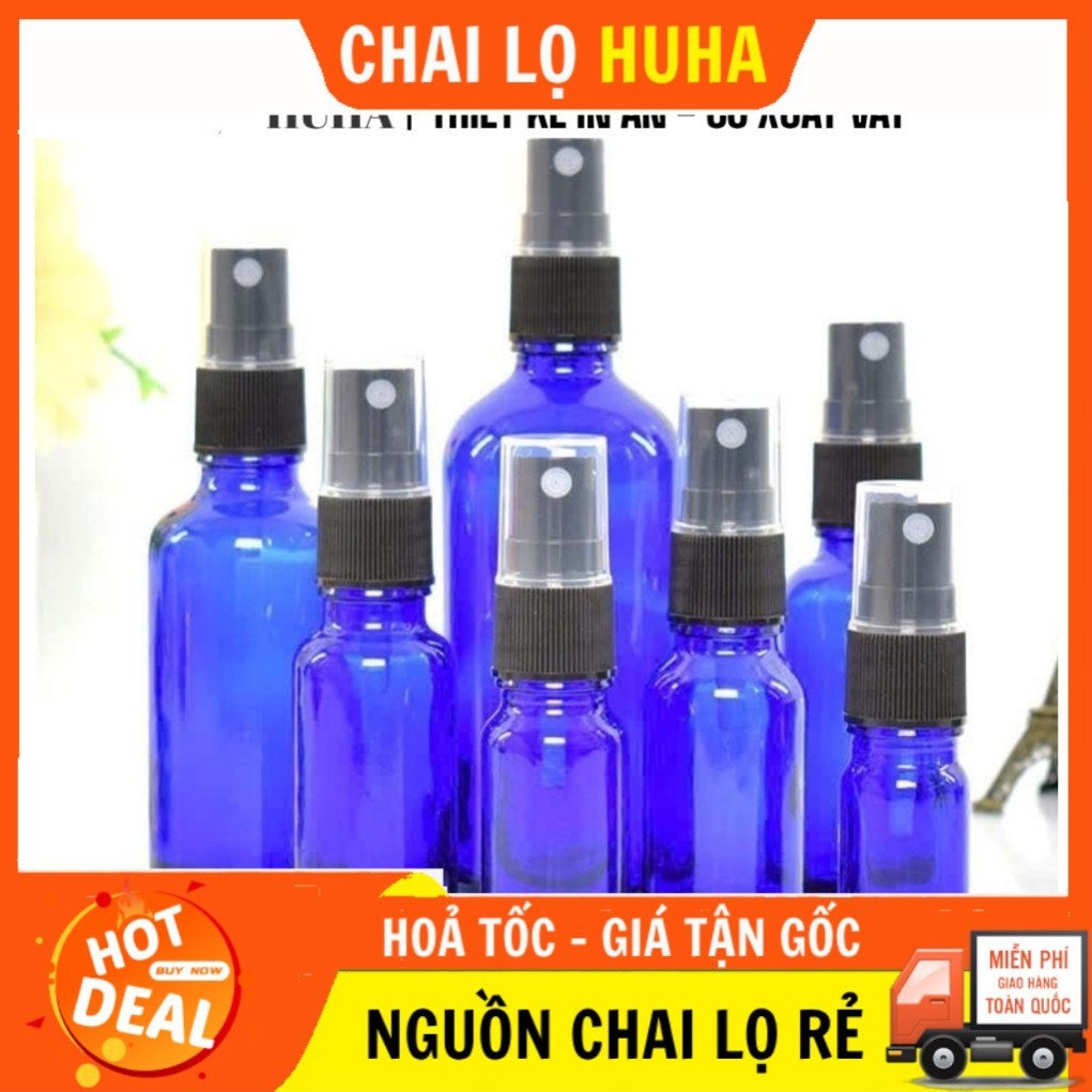 [COMBO 3 CÁI] Chai Xịt Phun Sương Thủy Tinh 10ml–30ml Xanh Dương ❣️ Đựng Nước Hoa, Dầu Thơm, Tinh Dầ