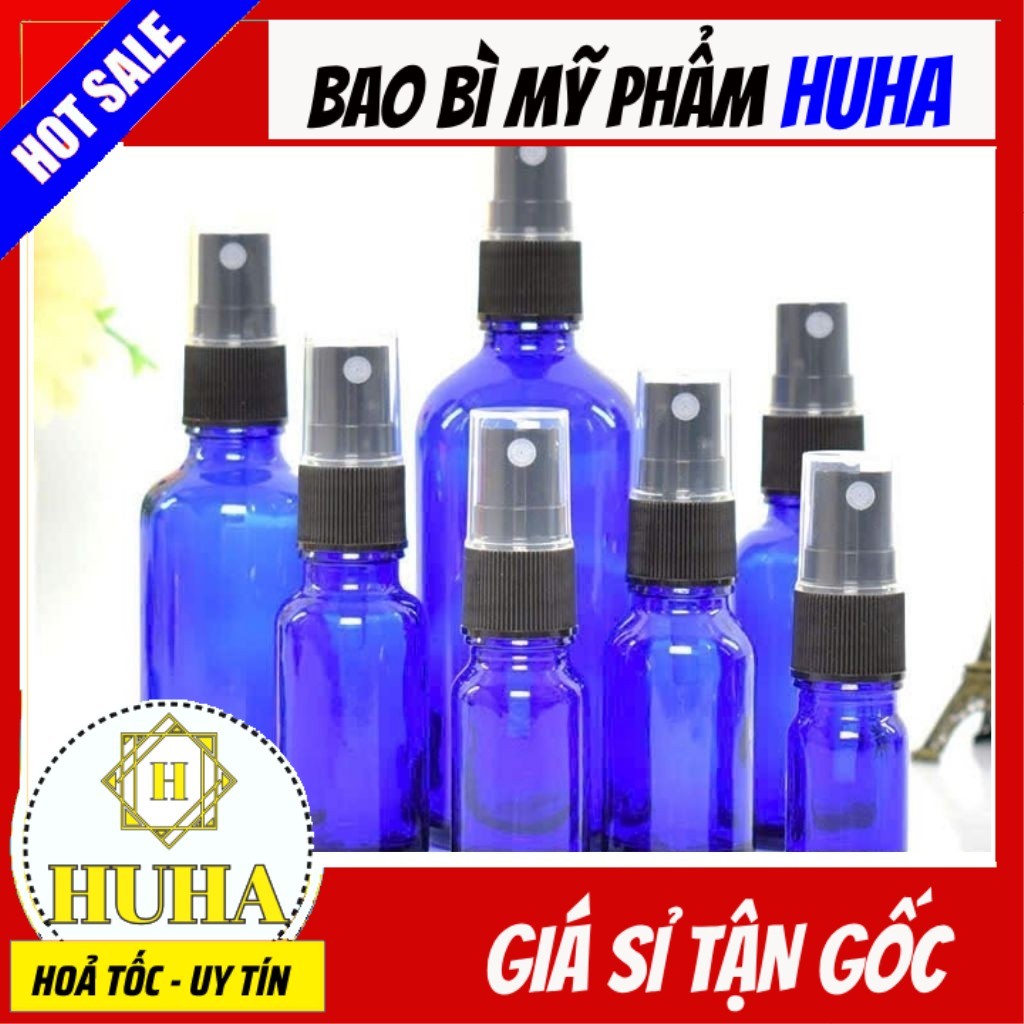 [COMBO 3 CÁI] Chai Xịt Phun Sương Thủy Tinh 10ml–30ml Xanh Dương ❣️ Đựng Nước Hoa, Dầu Thơm, Tinh Dầ