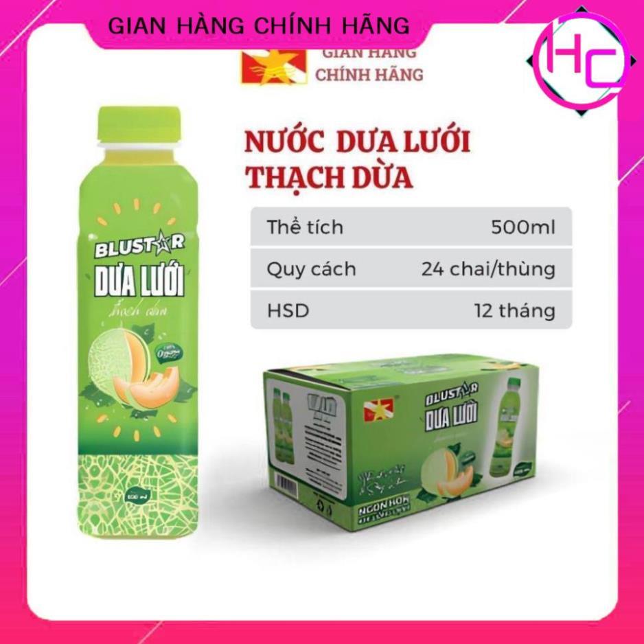 Combo 10 chai Nước trái cây Dưa lưới thạch dừa BLUSTAR - Hàng Chuẩn