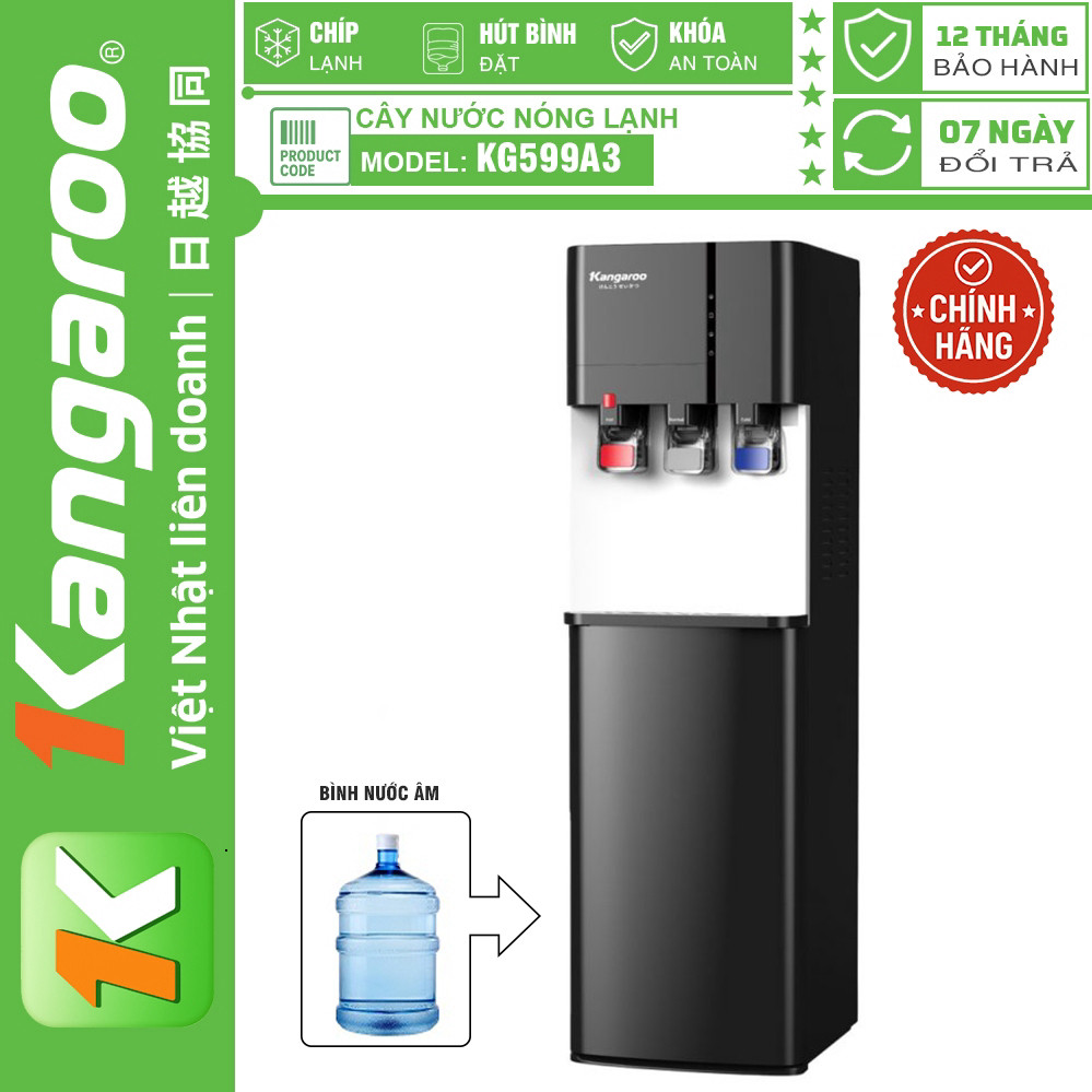 Cây nước nóng lạnh Kangaroo KG599A3 - Cây Hút Bình, 3 Chế Độ, Bảo Hành Chính Hãng 12 Tháng Tại Nhà