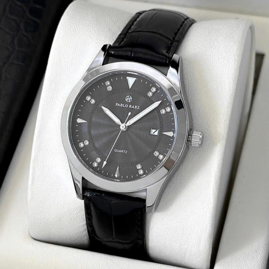 Đồng hồ nam chính hãng dây da PABLO RAEZ đính đá dạ quang có lịch ngày chống thấm nước C222 CARIENT