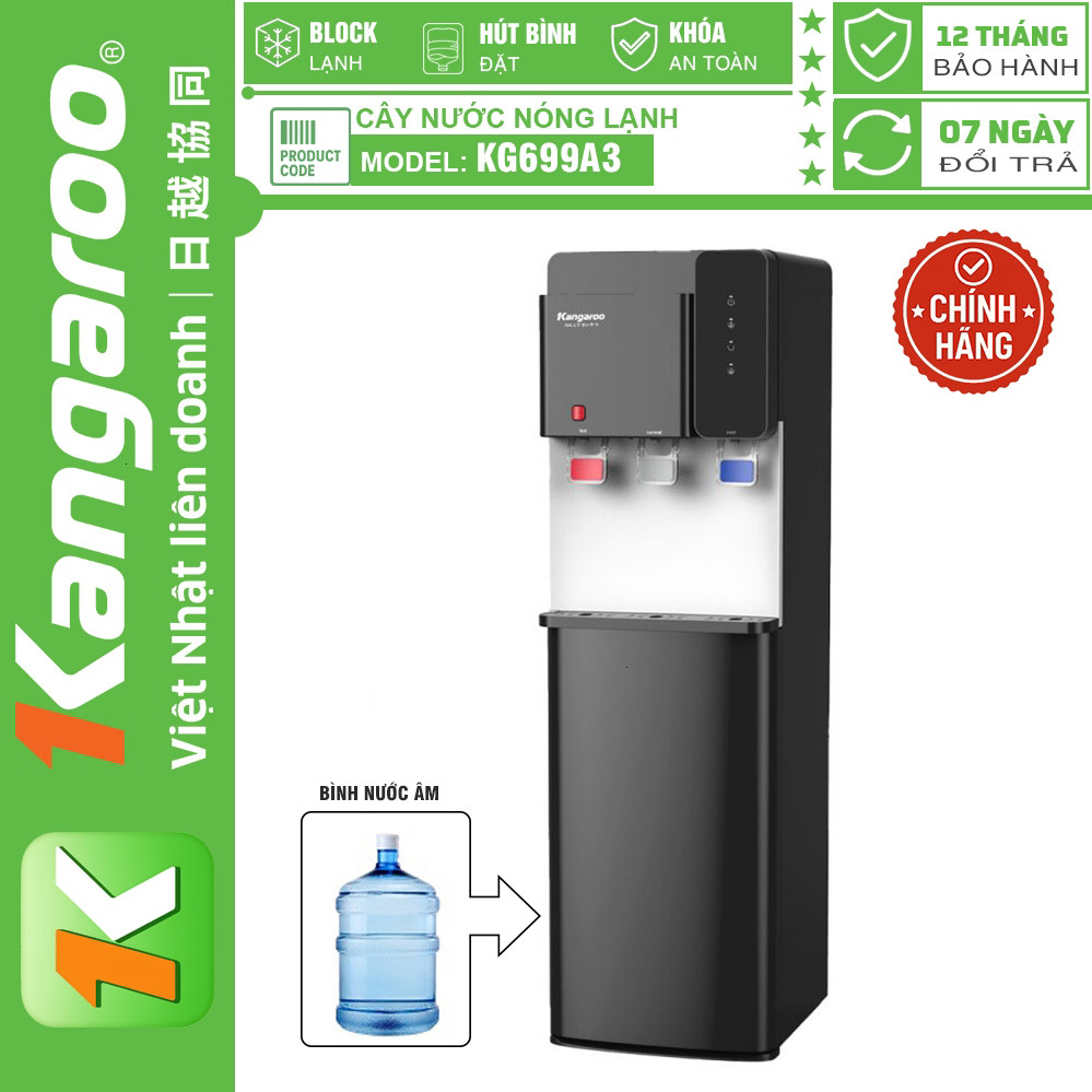 Cây nước nóng lạnh Kangaroo KG699A3, Hàng Cao Cấp, Làm lạnh bằng Chíp, Bảo Hành Chính Hãng 12 Tháng