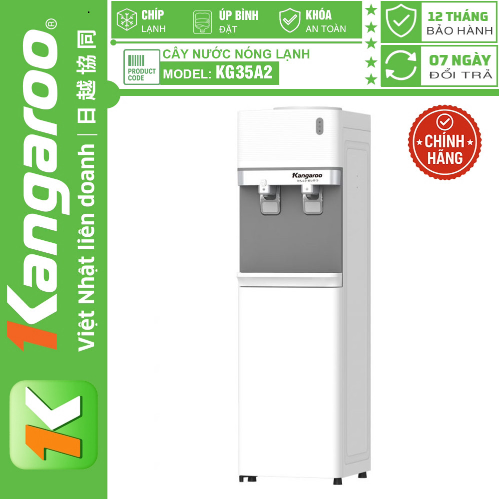 Cây nước nóng lạnh Kangaroo KG35A2, Làm lạnh Chíp, Cây úp bình, Bảo Hành Chính Hãng 12 Tháng