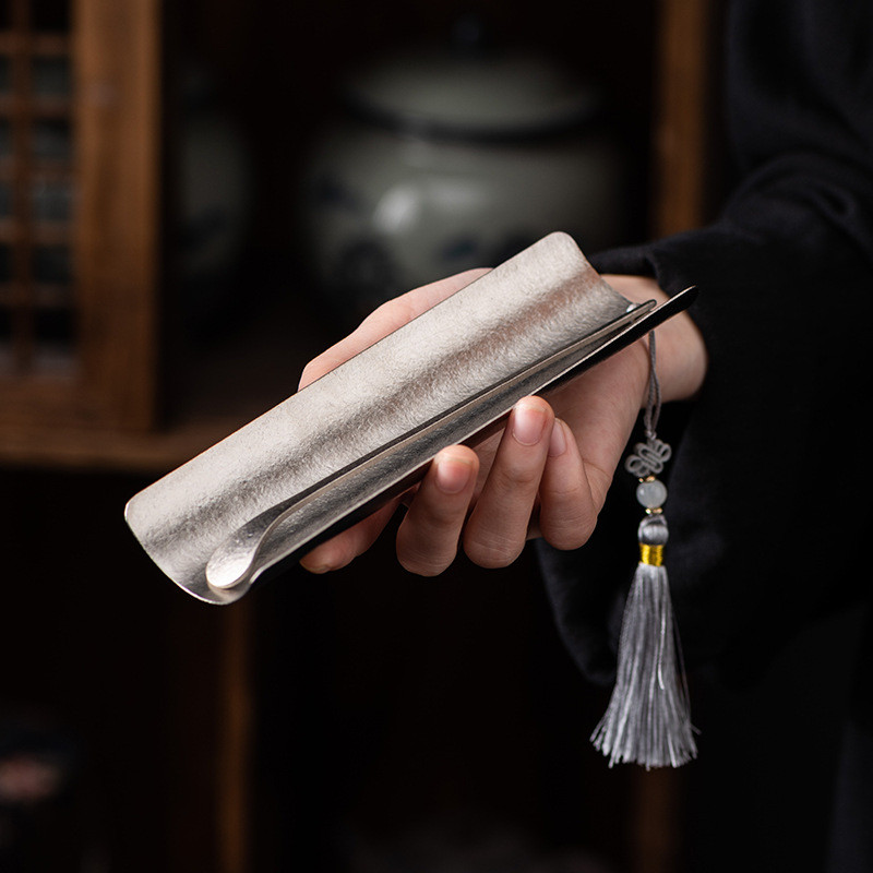 Pure Titanium Tea Scoop Set of Two High-end Tea Holder Tea Tool Kung Fu Tea Accessories Tea Spoon Te