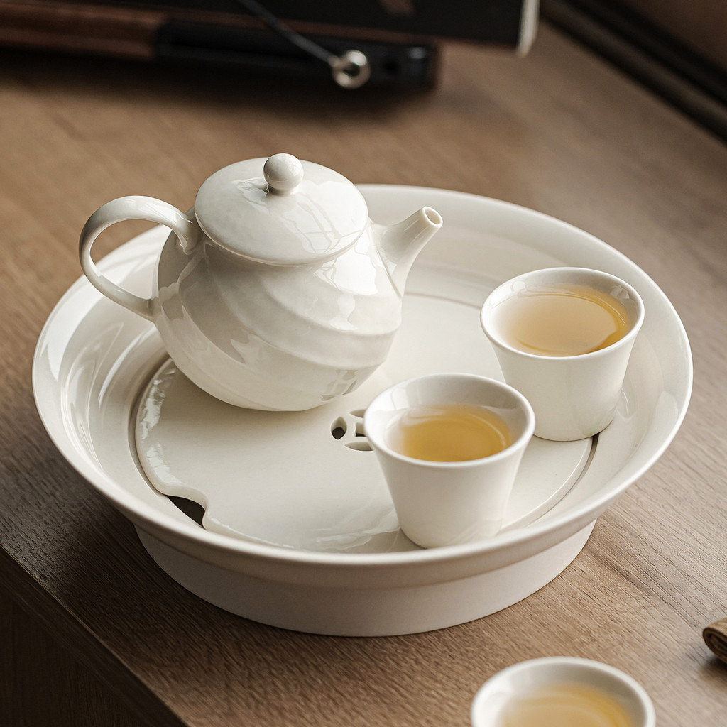 Ash Ceramic Kung Fu Tea Tray Household Water Storage Small Tea Table Tea Pot Mat Accessories