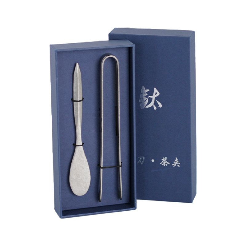 Pure Titanium Tea Knife and Tea Clip Set Non-Slip High-End Tea Set Kung Fu Tea Brewing Tool Househol