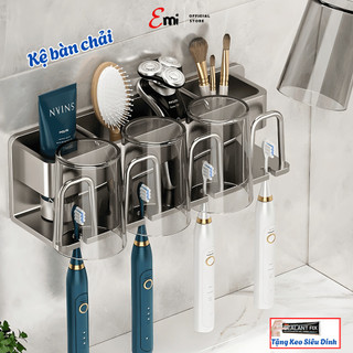Kệ Bàn Chải EMI Cao Cấp, Giá Để Bàn Chải Dán Tường Không Khoan, Hợp Kim Nhôm Hàng Không Sang Trọng, Chống Oxy Hóa