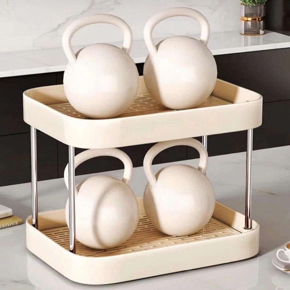 Kệ 2 tầng úp cốc chén đa năng, Kệ đa năng 2 tầng, kệ úp bát, khay trà 2 tầng