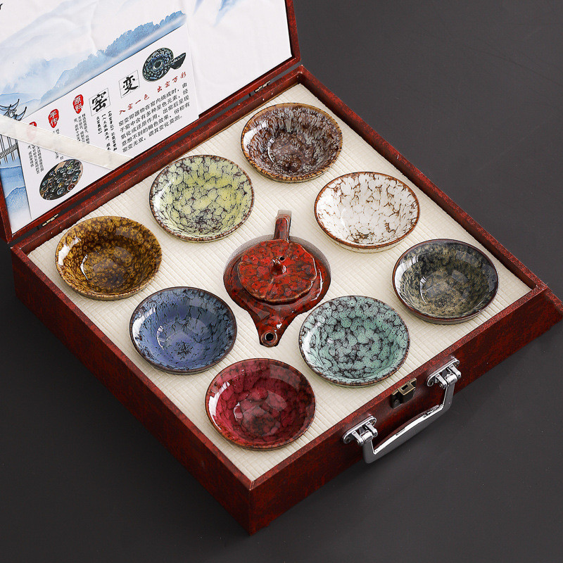 Ceramic Kiln Tea Cup Set Large Capacity Master Cup Teapot Tea Cup Gift Set Nine Colors Tasting Cup G