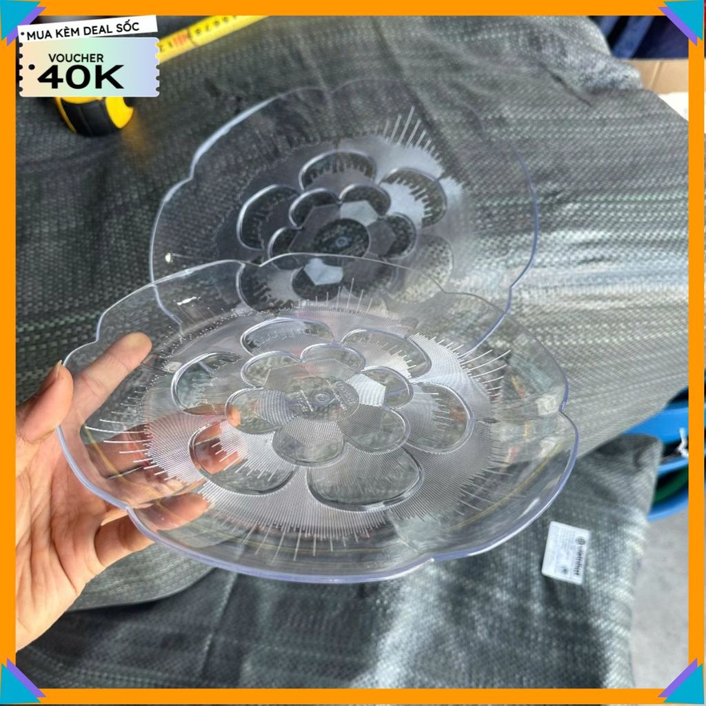 [ giá tốt ] đĩa nhựa Đĩa tròn trong suốt hoa HOKORI, đĩa nhựa loại 1, nhựa việt nhật cao cấp