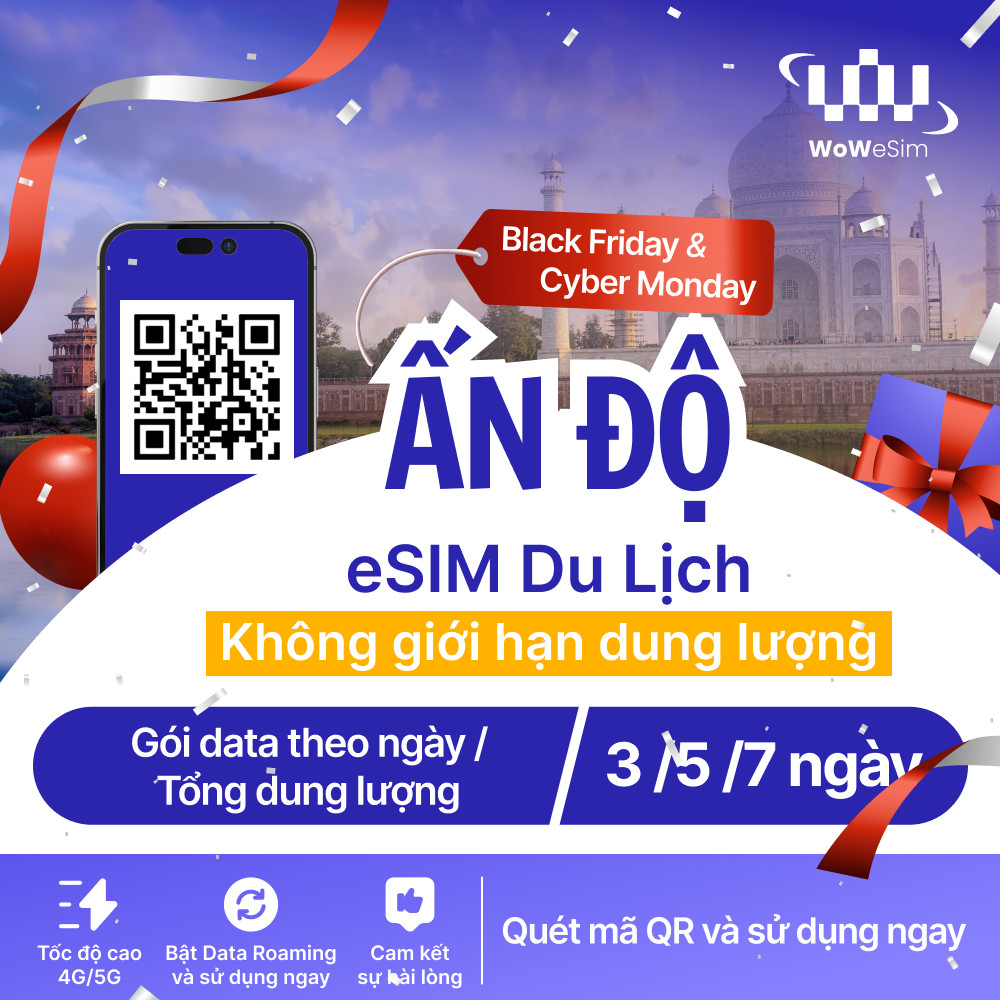 [ESIM] eSim Du Lịch Ấn Độ 4G Tốc Độ Cao Không Giới Hạn Dung Lượng 1/3/5 Ngày | Gửi eSIM ngay qua ema
